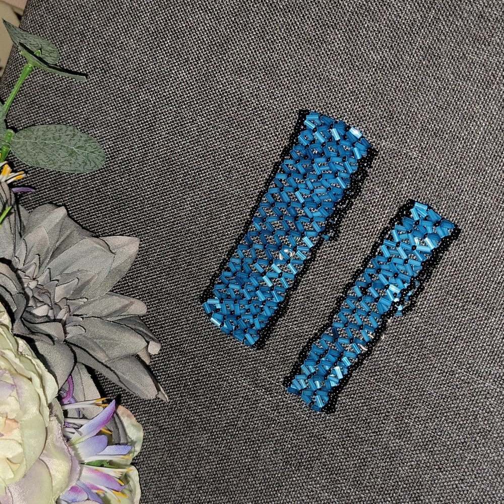 Blue/black hand woven Beaded bracelet